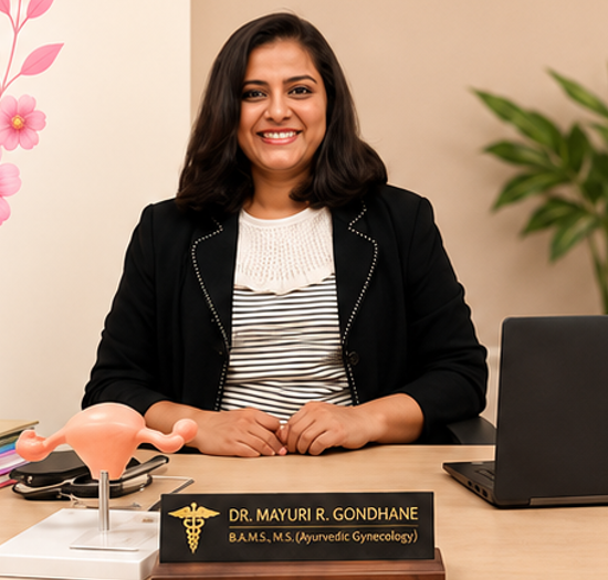 Dr. Mayuri Ramkrushna Gondhane seated at her clinic desk